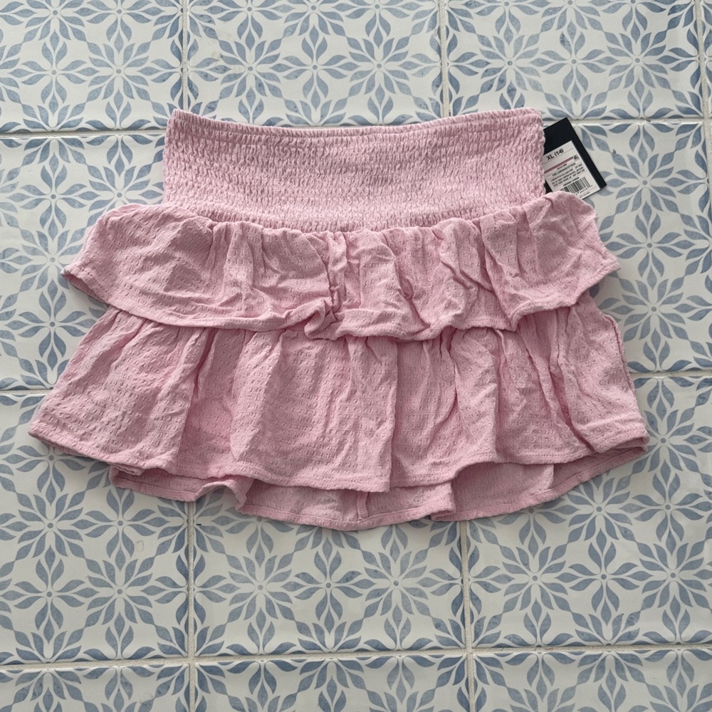 Girls' Smocked Tiered Mini Skirt - Pink XL